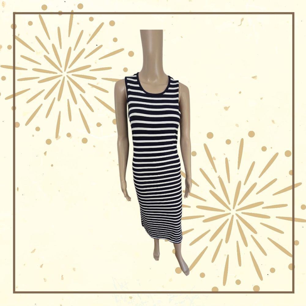 Tahari Striped Blue and White Sleeveless Tank Dress NWT